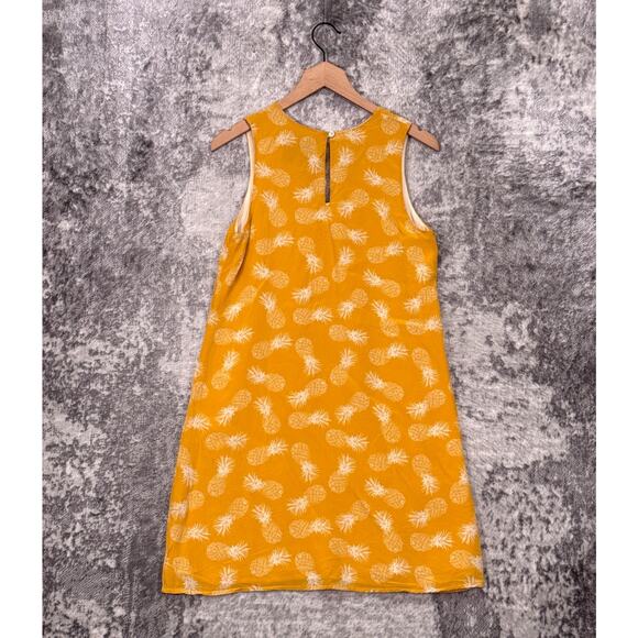 Amour Vert Dress XS Womens 100% Silk Yellow Pineapple Sleeveless Mini - Picture 3 of 8